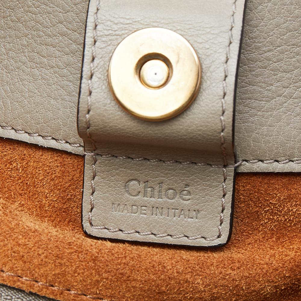Chloe Grey/Brown Leather And Suede Medium Milo Tote 1