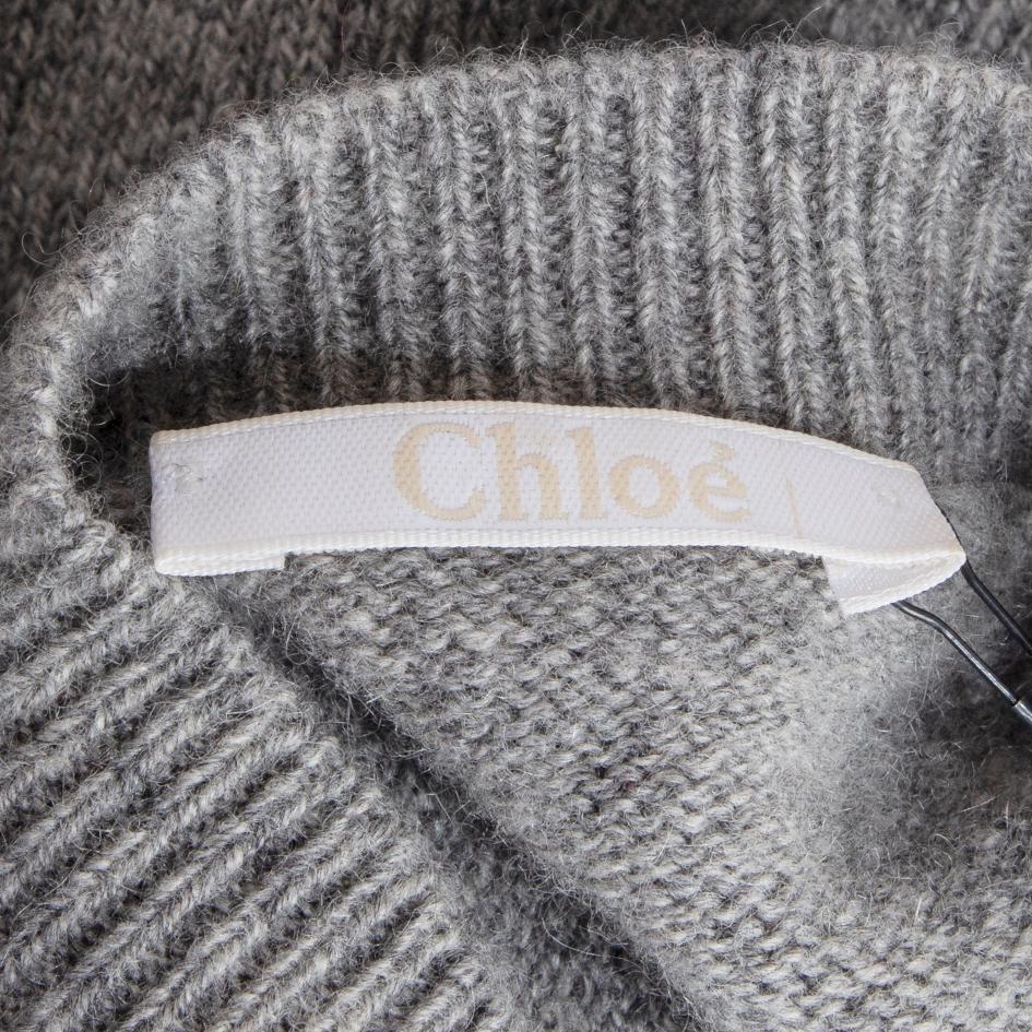 CHLOE grey cashmere HENLEY Sweater XS For Sale 1