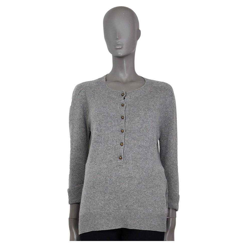 CHLOE grey cashmere HENLEY Sweater XS For Sale