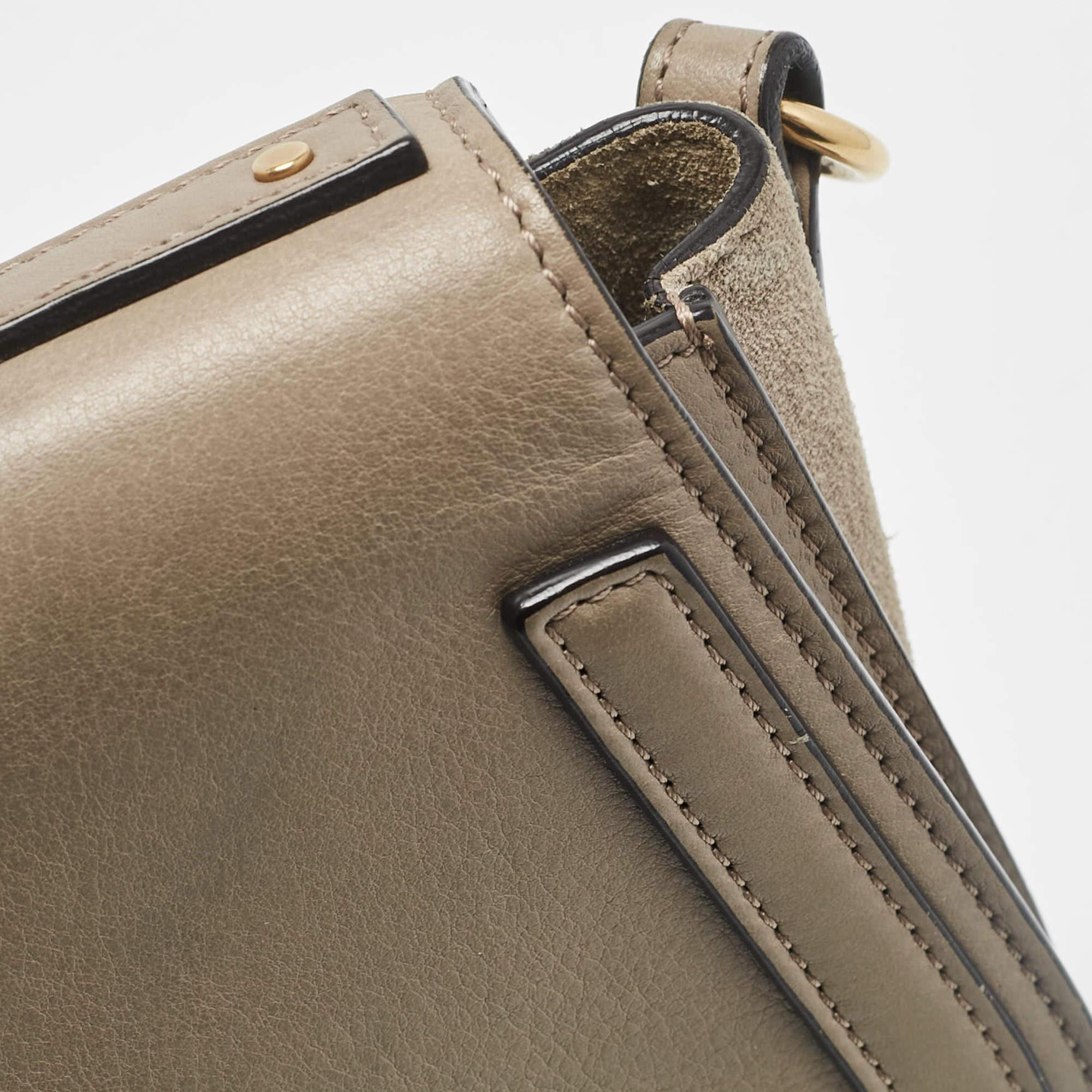 Chloe Grey Leather and Suede Medium Nile Bracelet Shoulder Bag 2