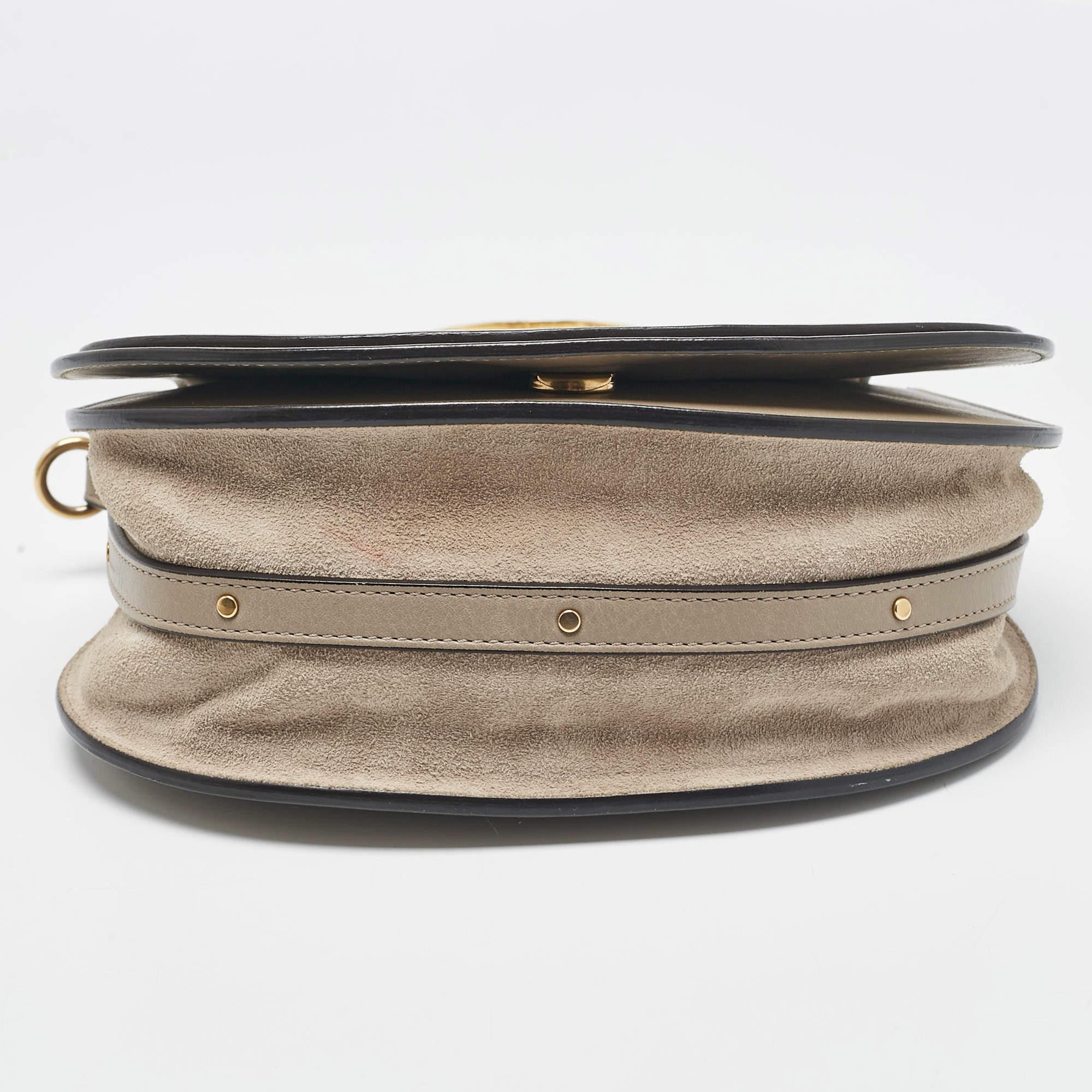 Chloe Grey Leather and Suede Medium Nile Bracelet Shoulder Bag 3