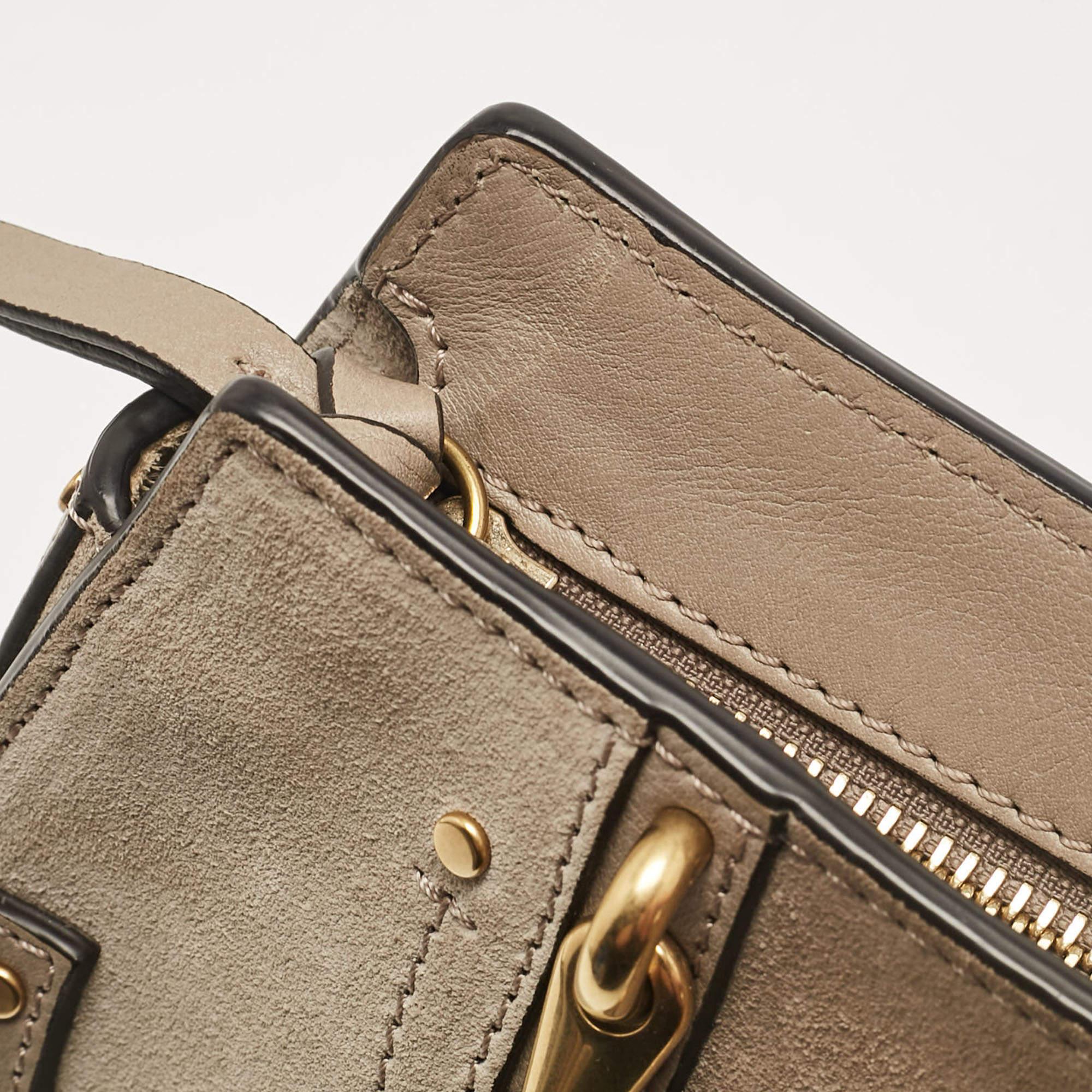 Sac à ceinture Mini Pixie Signature en cuir et daim gris de Chloe en vente 2