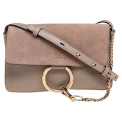 Chloe Grey Leather And Suede Small Faye Shoulder Bag