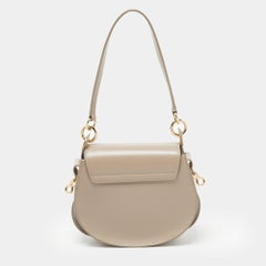Chloe Grey Leather and Suede Small Tess Shoulder Bag