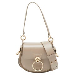 Chloe Grey Leather and Suede Small Tess Shoulder Bag
