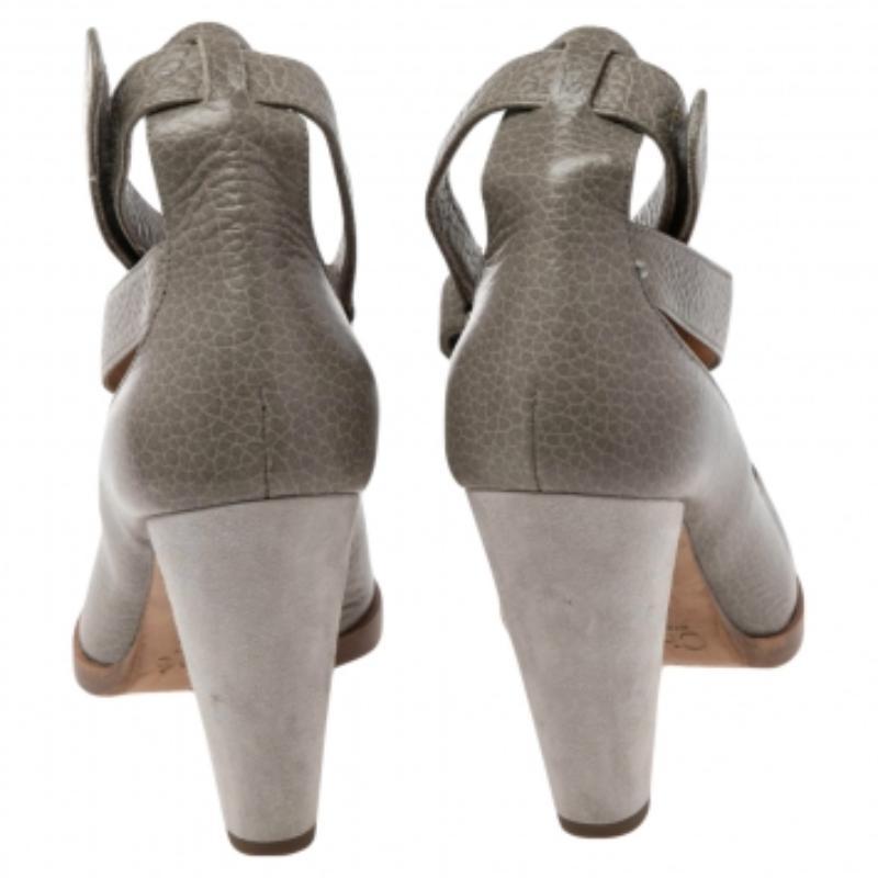 Chloé Grey Leather Ankle Strap Pumps Size 36 1