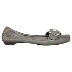 Chloé Grey Leather Buckle Ballet Flats Size IT 39