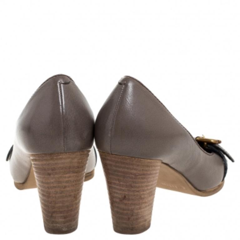 De las mujeres Bombas de tacón bloque con detalle de hebilla de piel gris de Chloe Talla 37 en venta