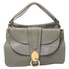 Chloe Grey Leather Flap Kathleen Satchel