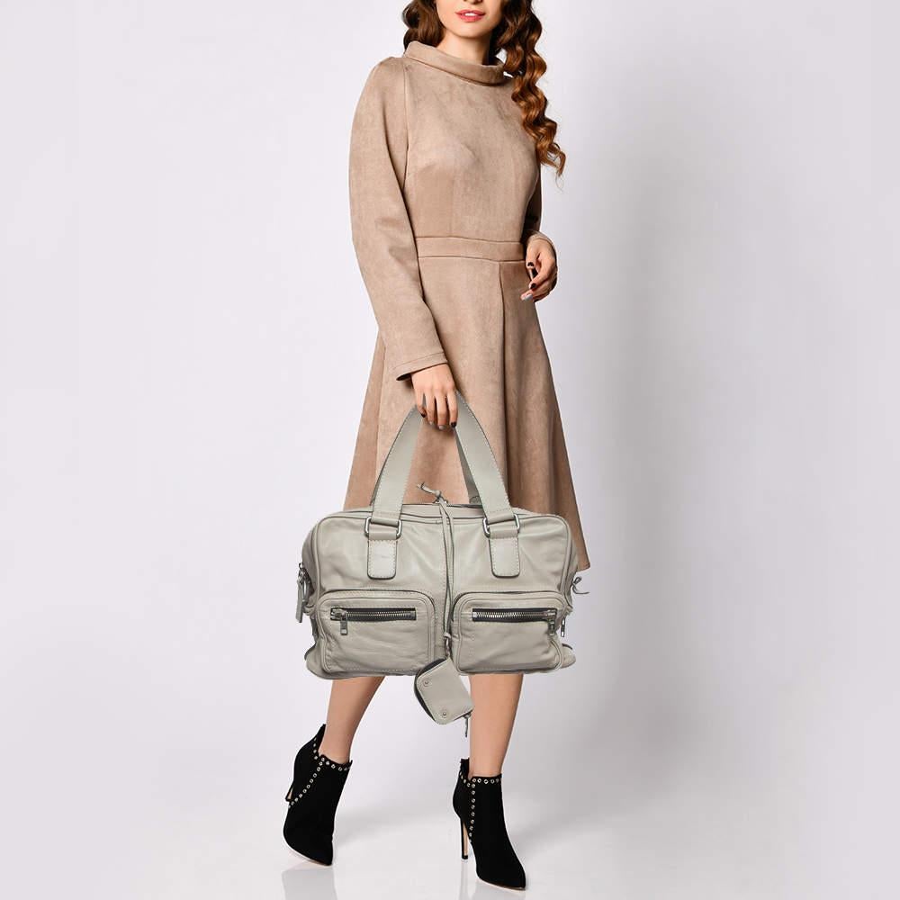 Chloe Grey Leather Large Betty Satchel In Good Condition For Sale In Dubai, Al Qouz 2