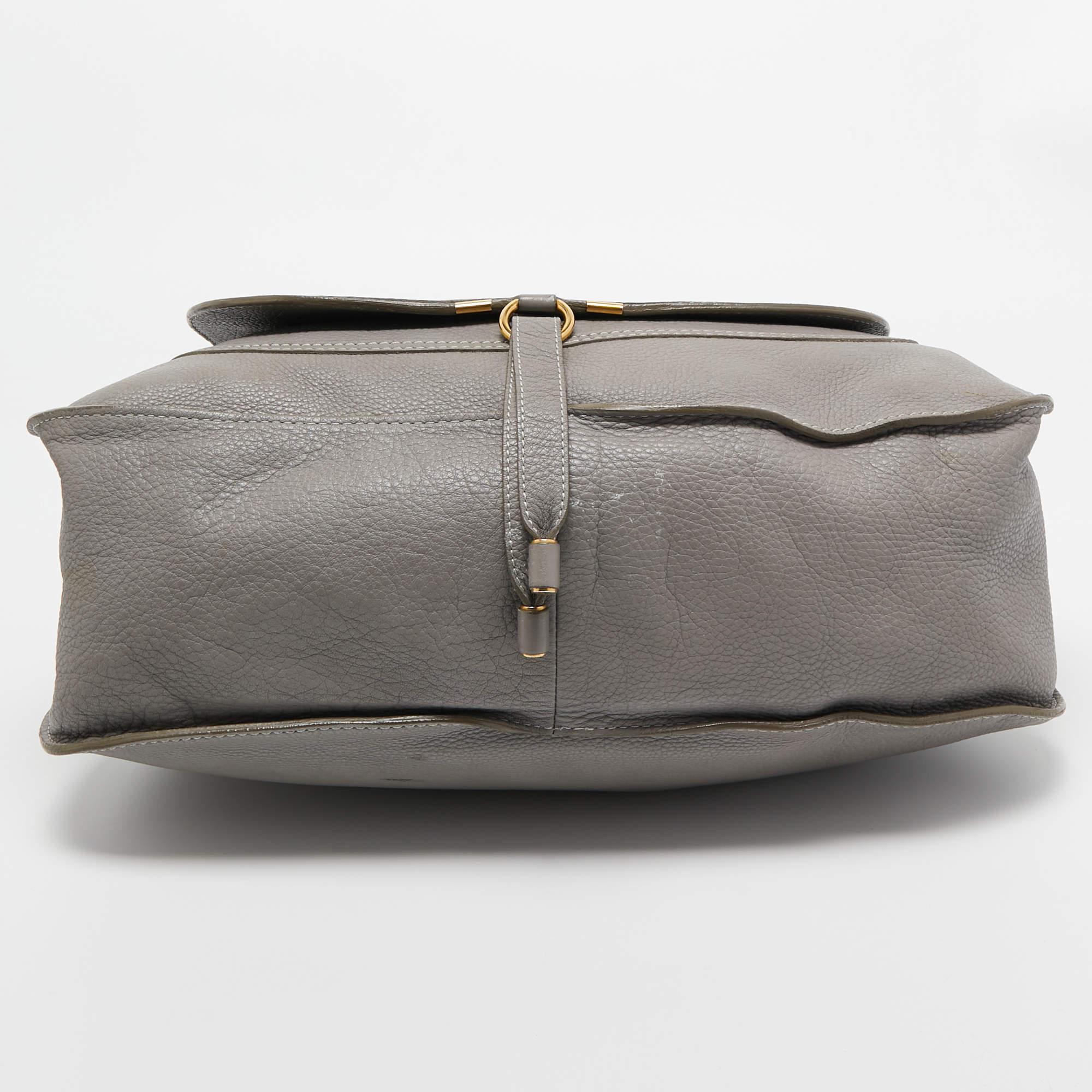 Gray Chloe Grey Leather Large Marcie Shoulder Bag