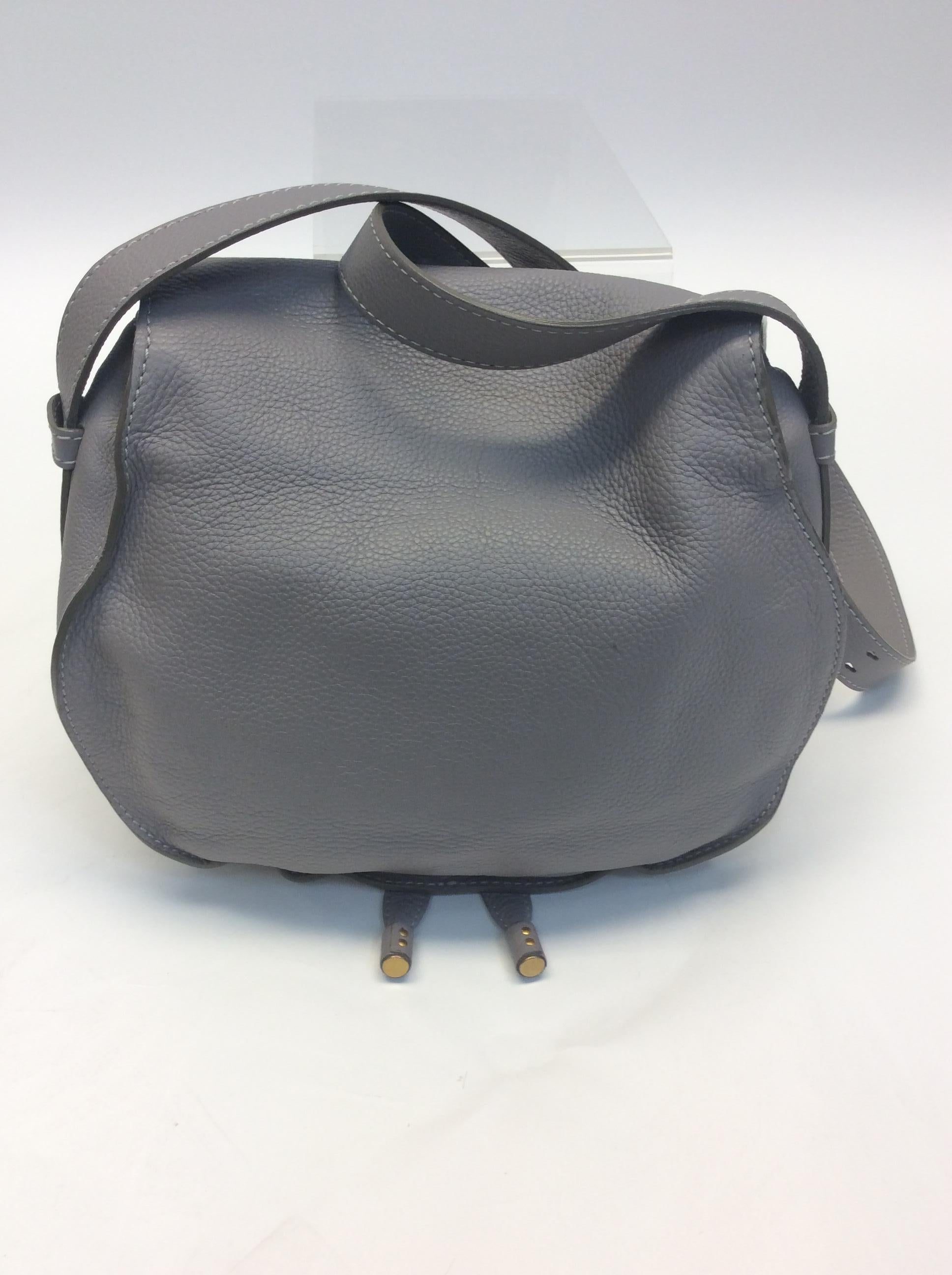 Gray Chloe Grey Leather Marcie Flap Crossbody