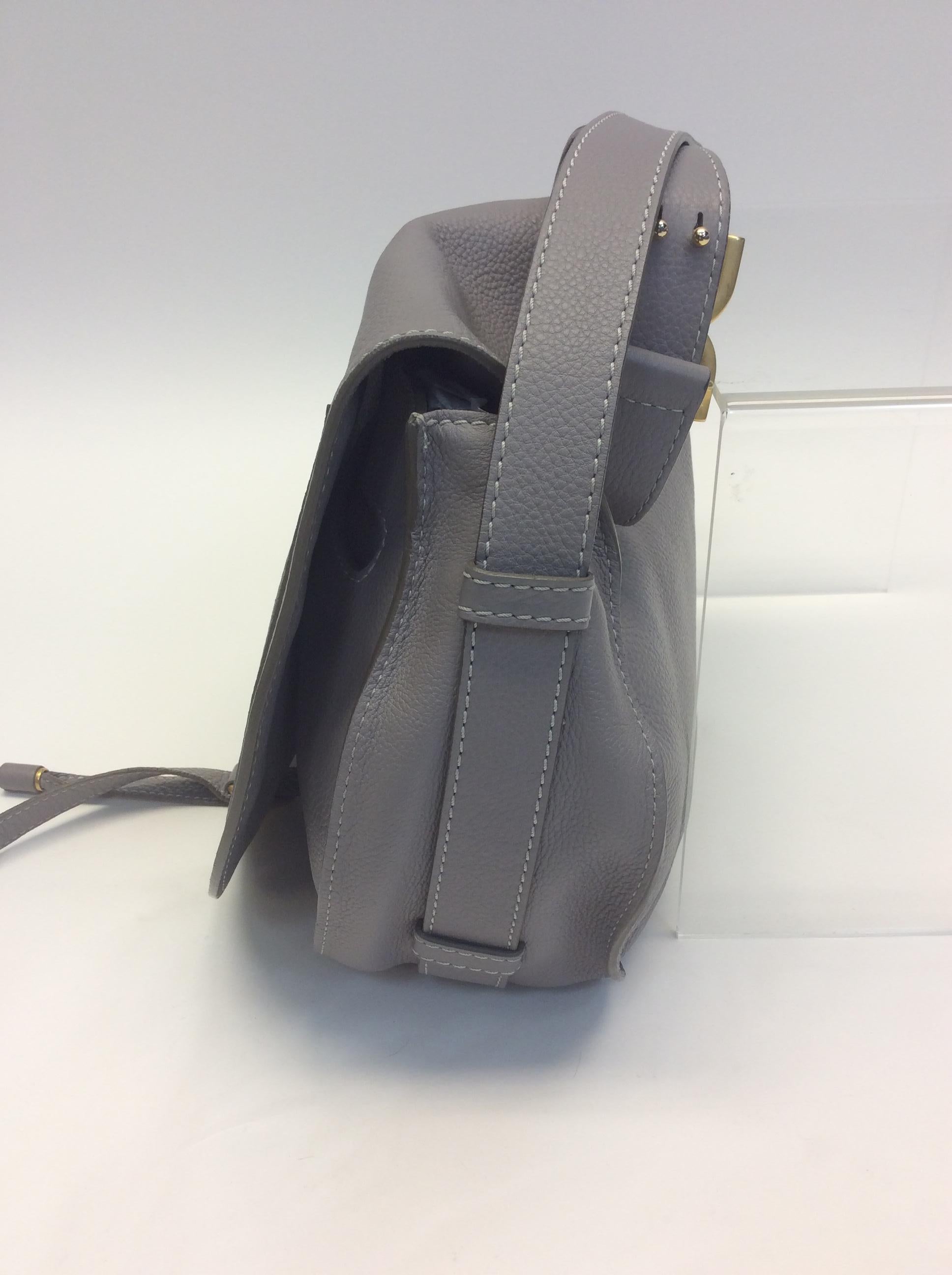 Chloe Grey Leather Marcie Flap Crossbody In Good Condition In Narberth, PA