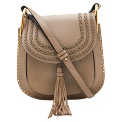 Chloe Grey Leather Medium Braided Hudson Shoulder Bag
