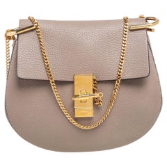 Chloé - Sac à bandoulière Drew en cuir gris moyen