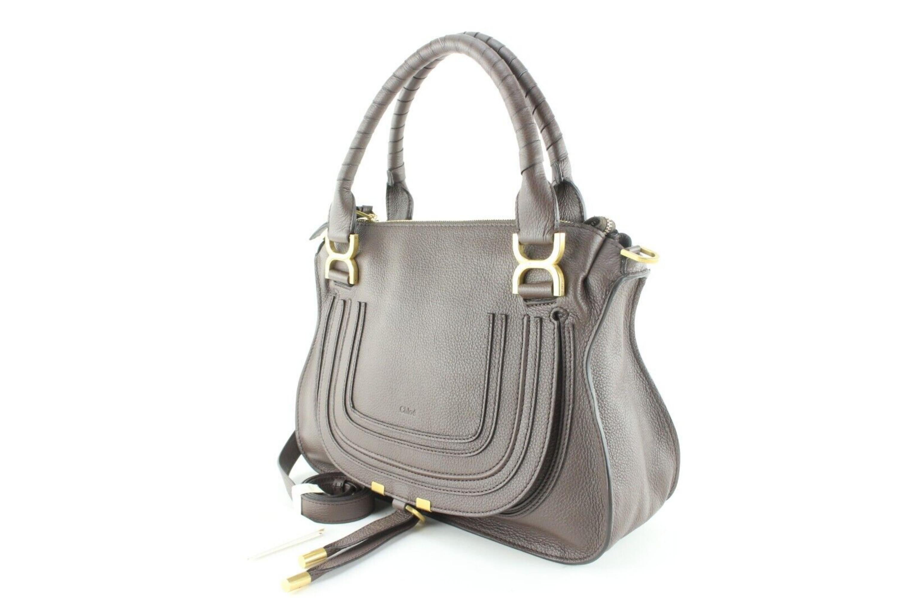 Women's Chloe Grey Leather Medium Marcie 2way Flap Bag 1CH0509 For Sale