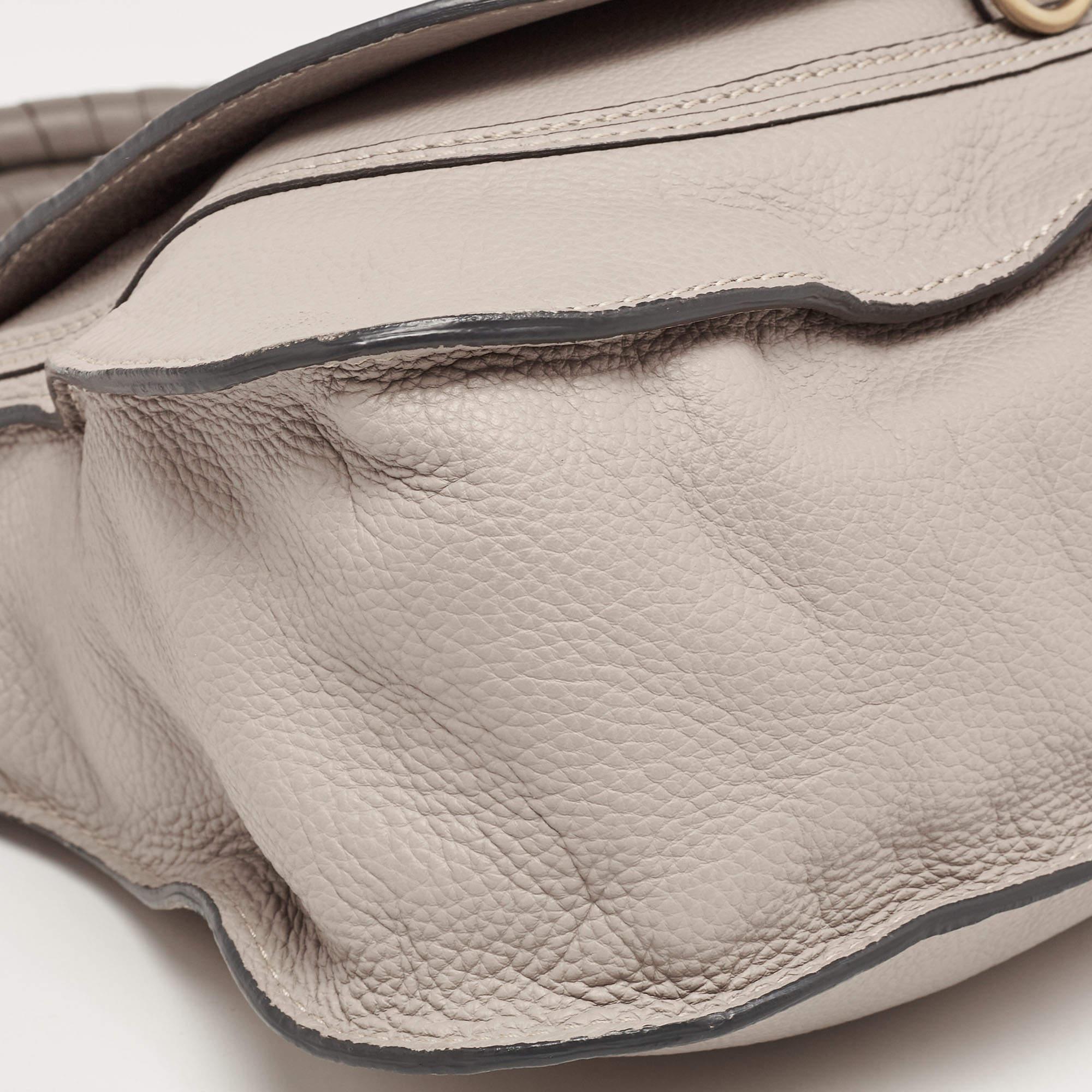 Chloé Grey Leather Medium Marcie Satchel For Sale 8
