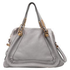 Chloe Grey Leather Medium Paraty Shoulder Bag