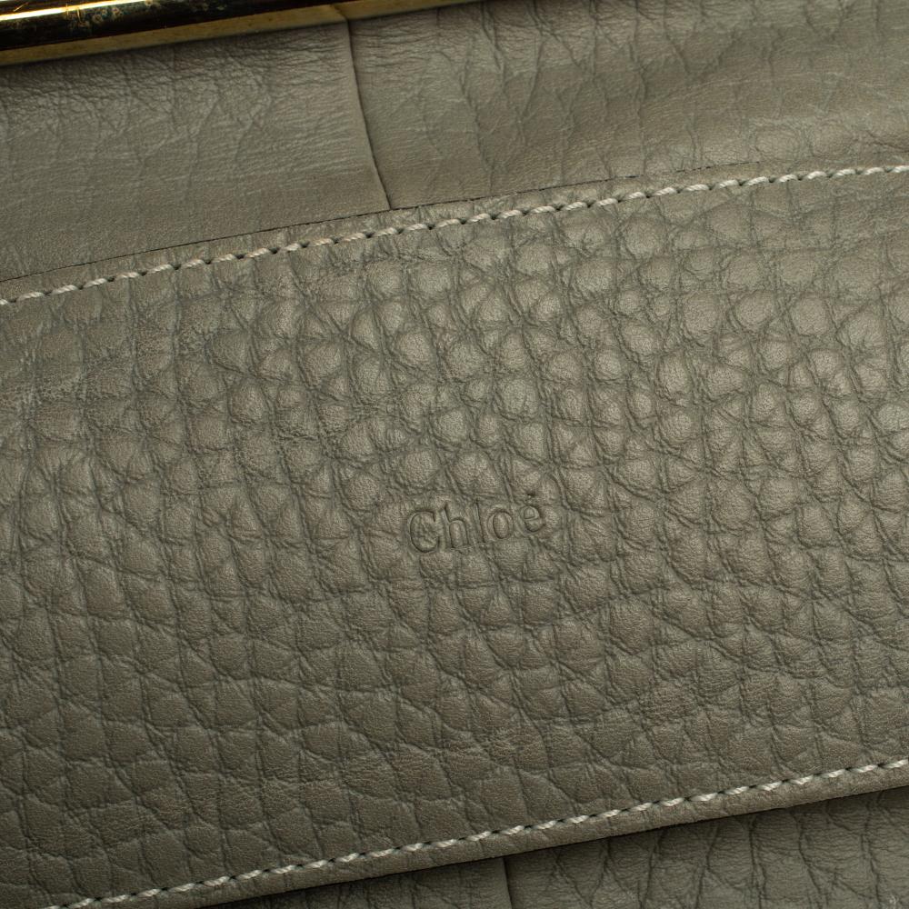 Chloe Grey Leather Medium Sally Flap Shoulder Bag For Sale 7