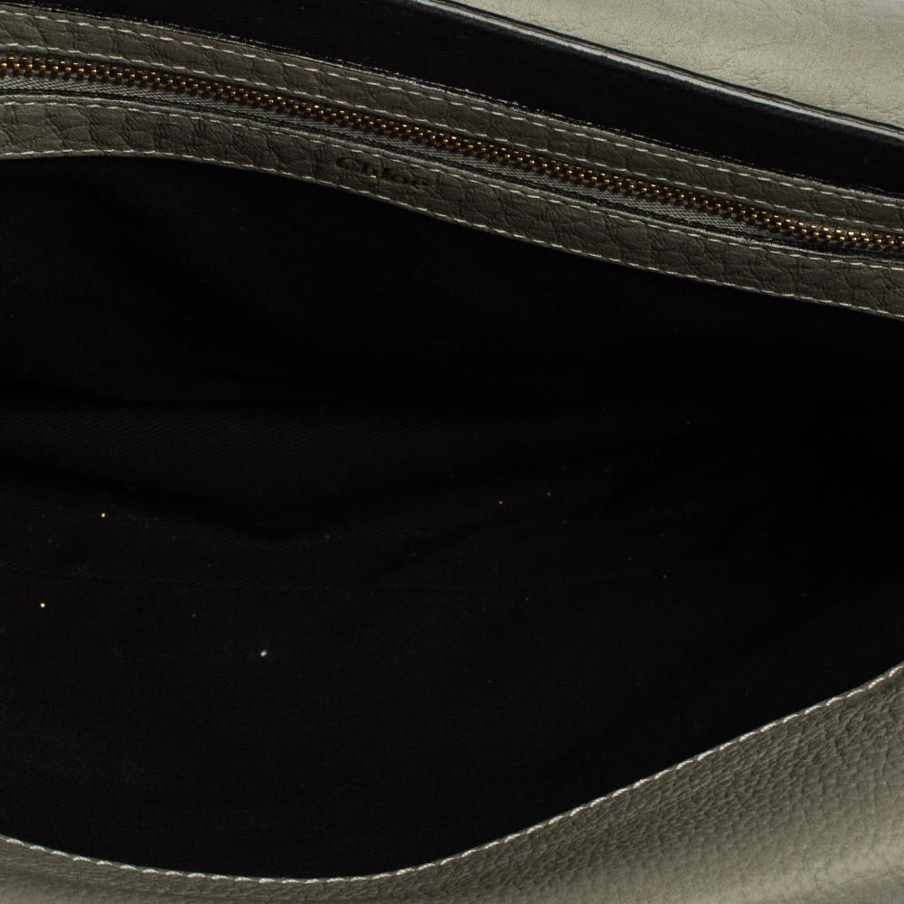 Chloe Grey Leather Medium Sally Flap Shoulder Bag For Sale 3