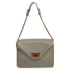 Chloe Grey Leather Medium Sally Flap Shoulder Bag