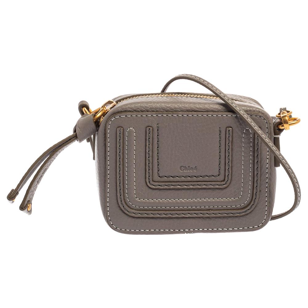 Chloe Grey Leather Mini Marcie Crossbody Bag at 1stDibs