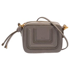 Chloe Grey Leather Mini Marcie Crossbody Bag