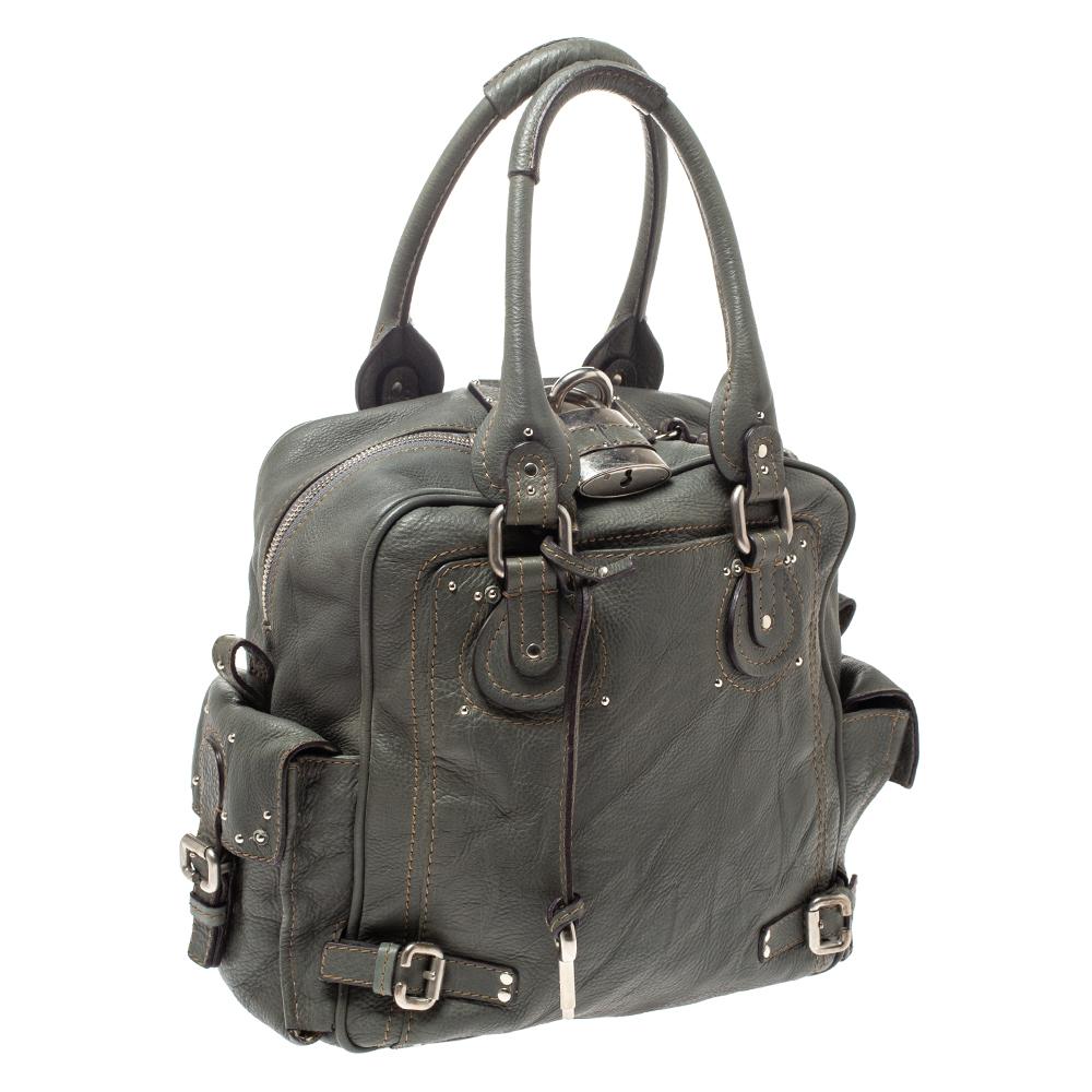 Chloe Grey Leather Paddington Satchel In Good Condition In Dubai, Al Qouz 2