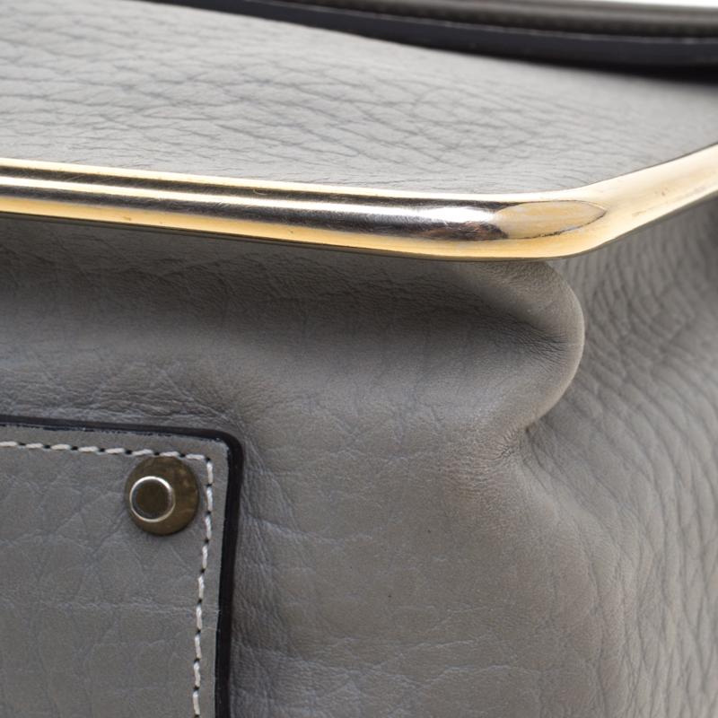 Chloe - Borsa a tracolla media Sally Flap in pelle grigia con pavé 8