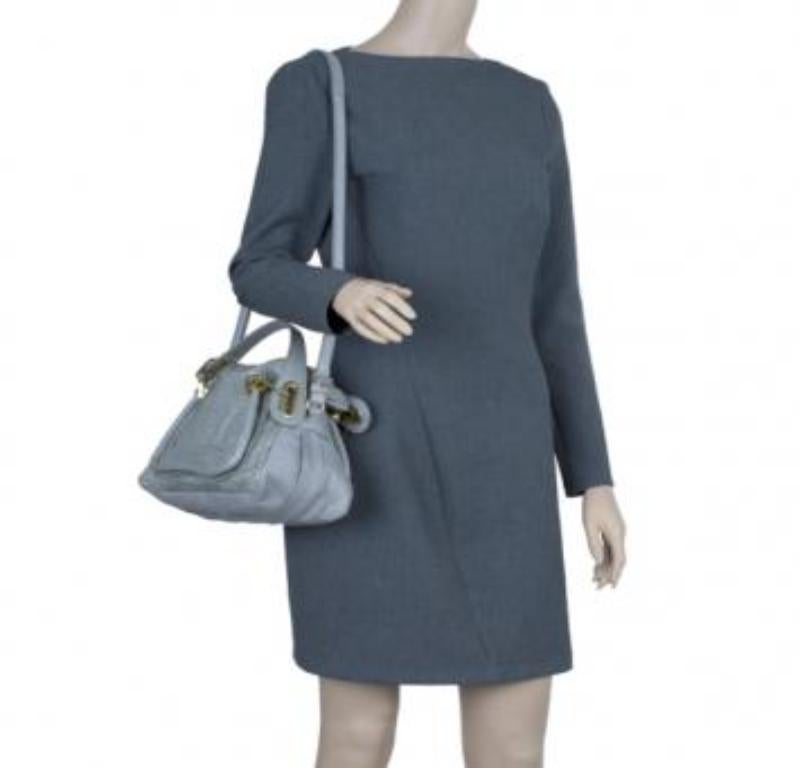 Elevate your style and have your essentials with you as you carry this authentic Chloe bag. Crafted using python & leather, the bag has two handles, brass-tone hardware, and a fabric-lined interior.