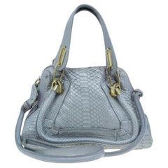 Chloe Grey Python and Leather Small Paraty Shoulder Bag