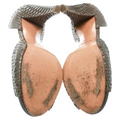 Chloe Grey Python Leather Peep Toe D'Orsay Pumps Size 40