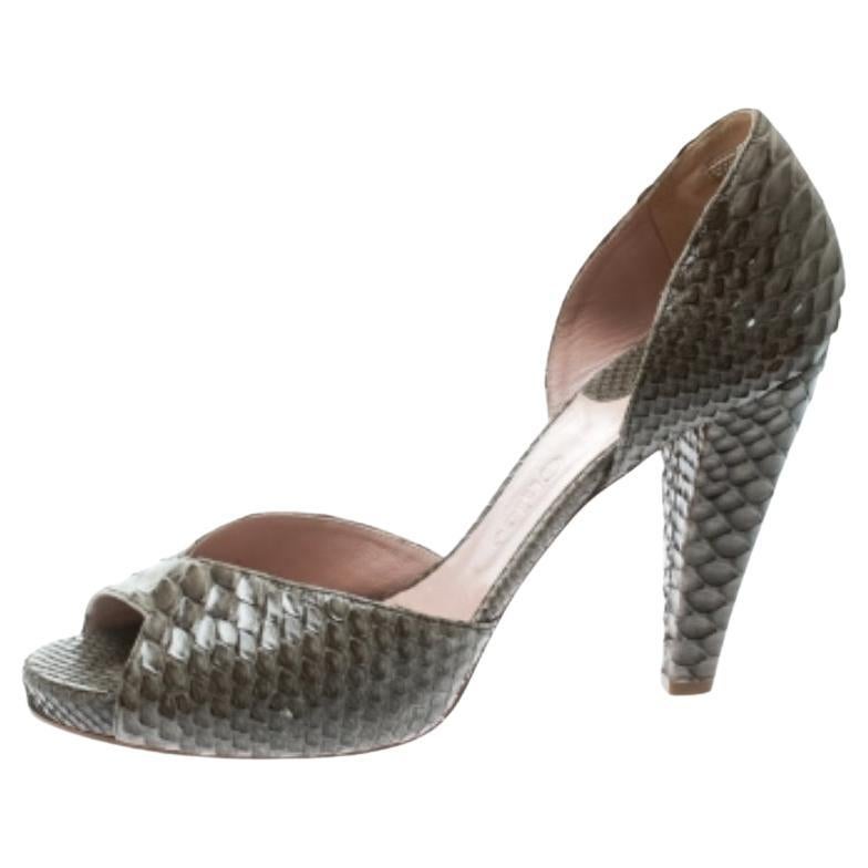 Chloe Grey Python Leather Peep Toe D'Orsay Pumps Size 40