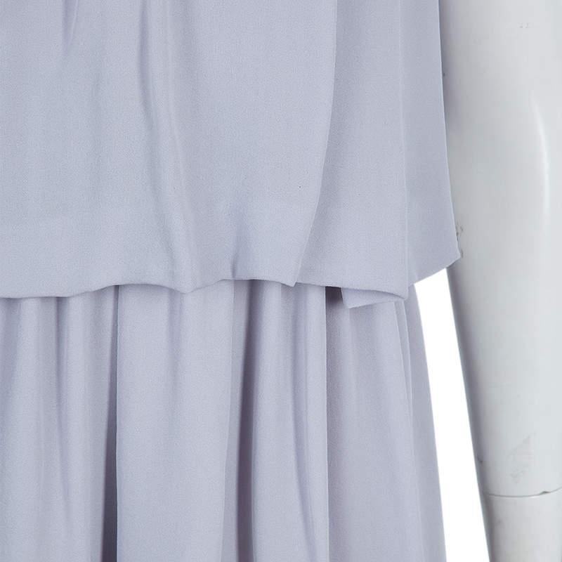 Chloe Grey Silk One Shoulder Tiered Dress S For Sale 6