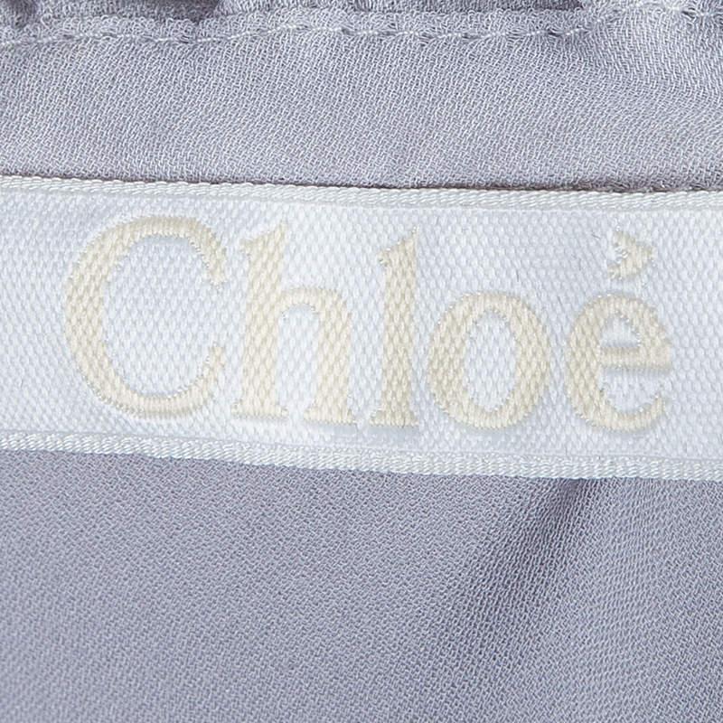 Chloe Grey Silk One Shoulder Tiered Dress S For Sale 8