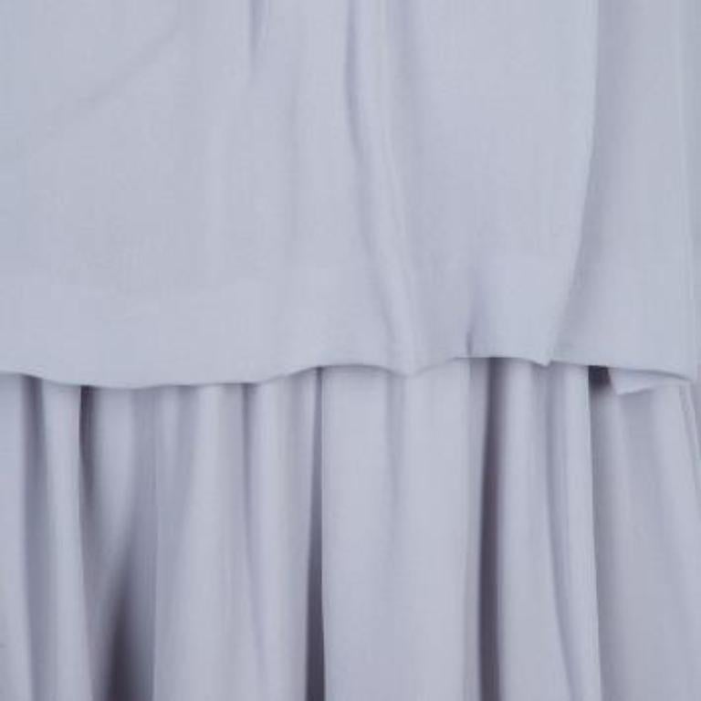 Chloe Grey Silk One Shoulder Tiered Dress S en venta 1