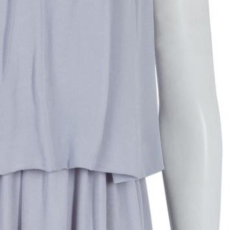 Chloe Grey Silk One Shoulder Tiered Dress S en venta 4