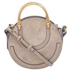 Borsa a tracolla Pixie in pelle e camoscio grigio di Chloe