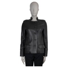 CHLOE Gris Fonce pelle grigia QUILTE CUFF BIKER Giacca 36 XS