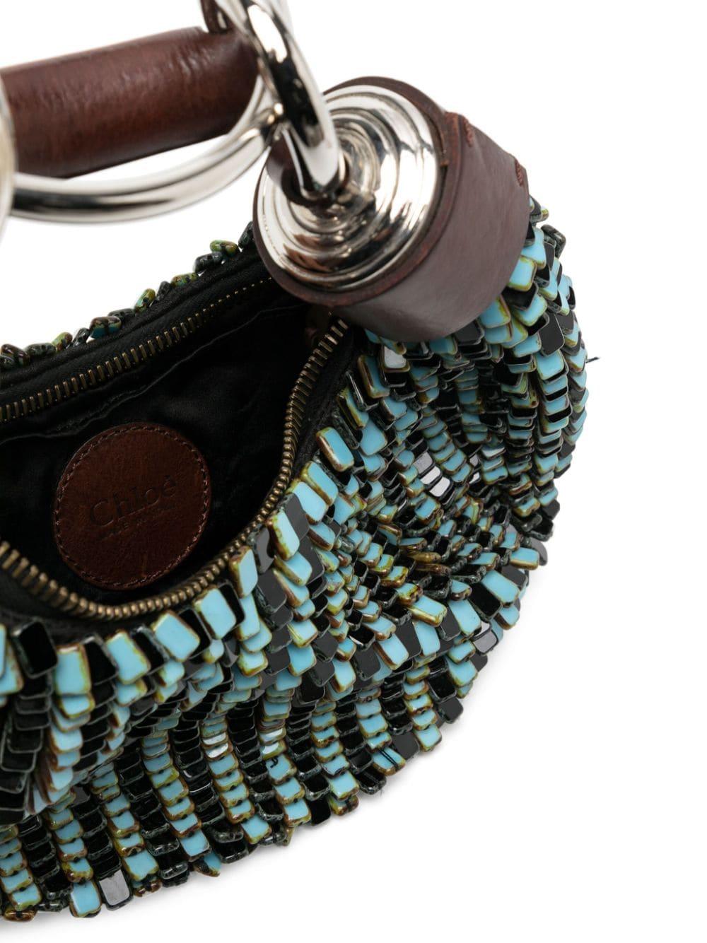 Black Chloé Half Moon Bracelet Bag Glass Beaded