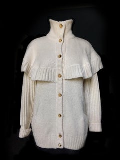 Chloe Hand-knit Ivory Cardigan  Sweater 1980's EX++