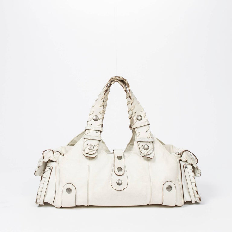 Chloe Handbag Silverado MM in white grained leather at 1stDibs