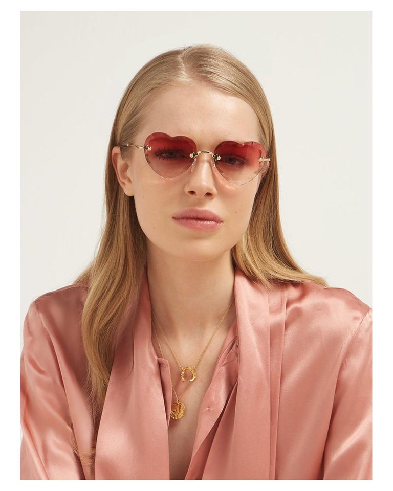 Chloe heart shape Rosie pink gradient lens gold oversized  display picture 2