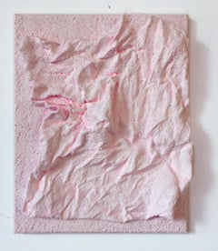 Baby Pink Folds (wall sculpture, texture painting, fabric collage, textured)
