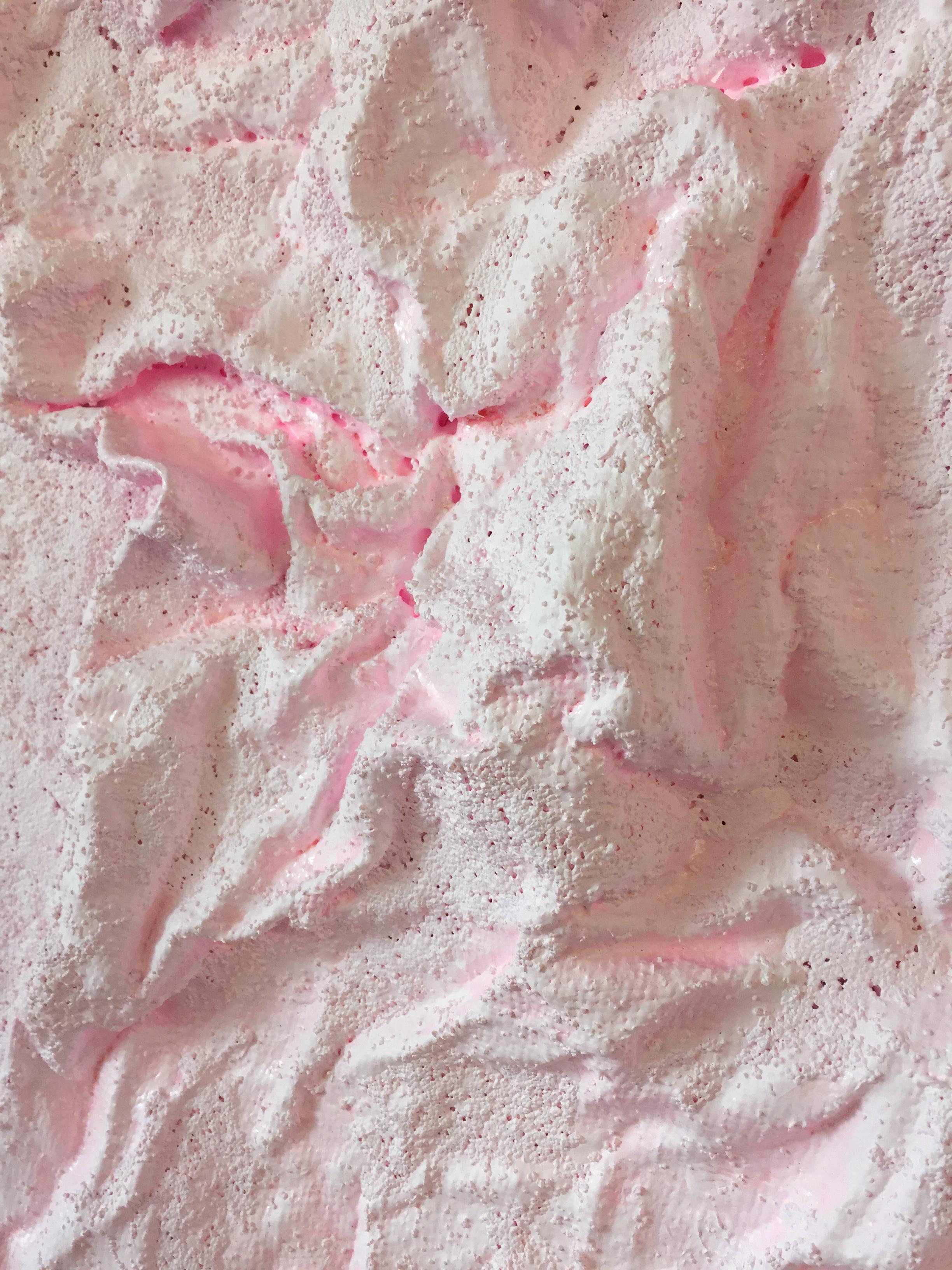 Baby Pink Folds (wall sculpture, texture painting, fabric collage, textured) 1