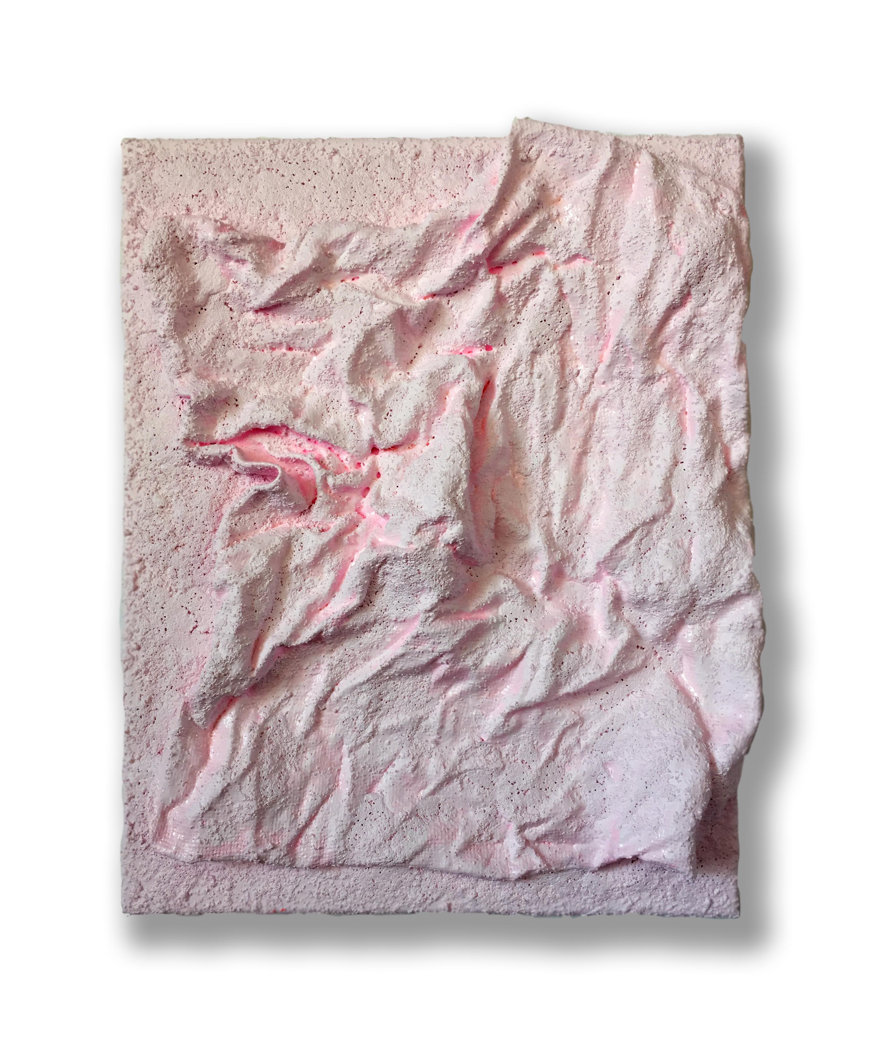 Baby Pink Folds (wall sculpture, texture painting, fabric collage, textured) - Mixed Media Art by Chloe Hedden