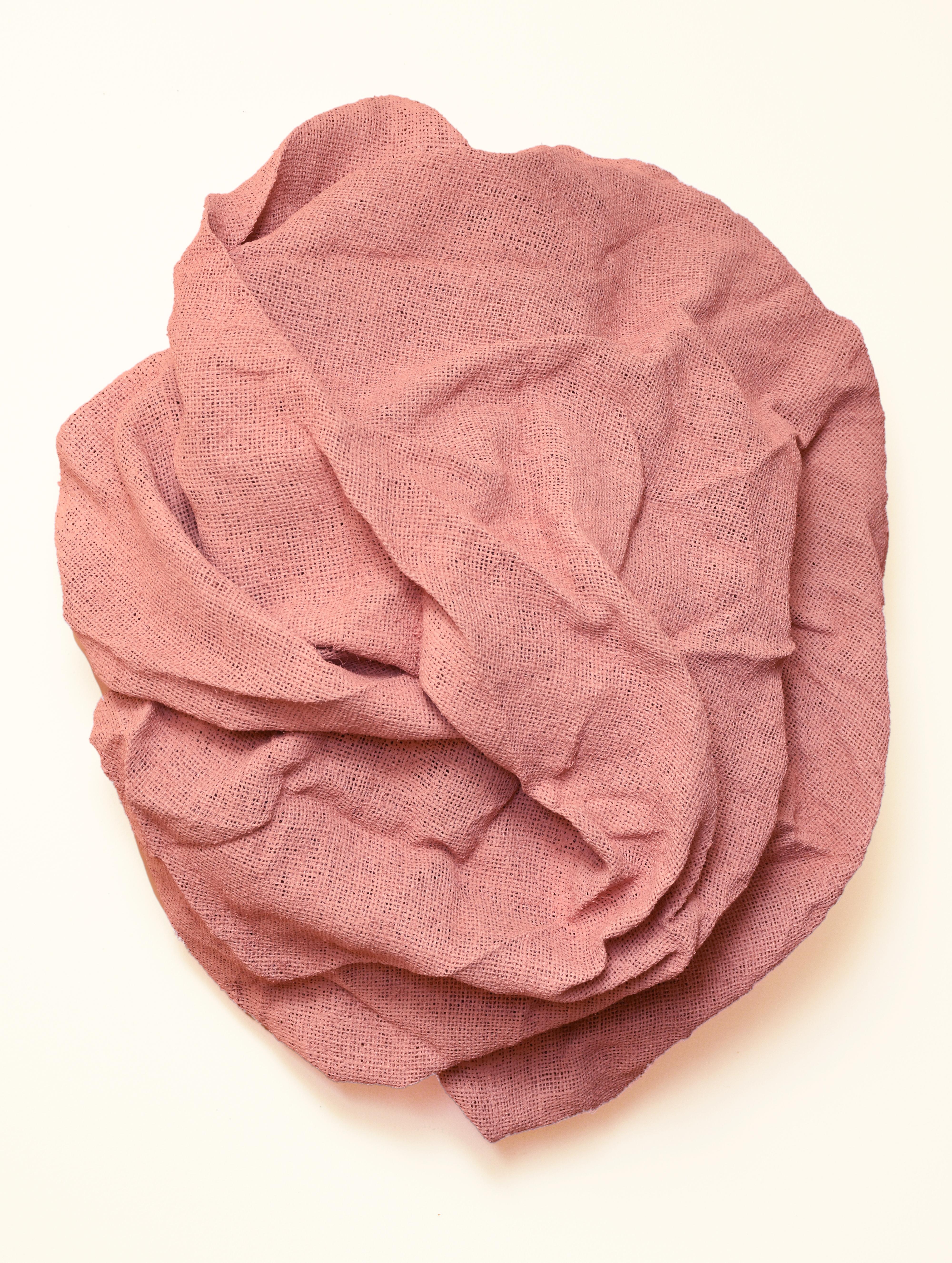 Ballet Pink Folds (hard fabric, textile wall sculpture, contemporary art design)