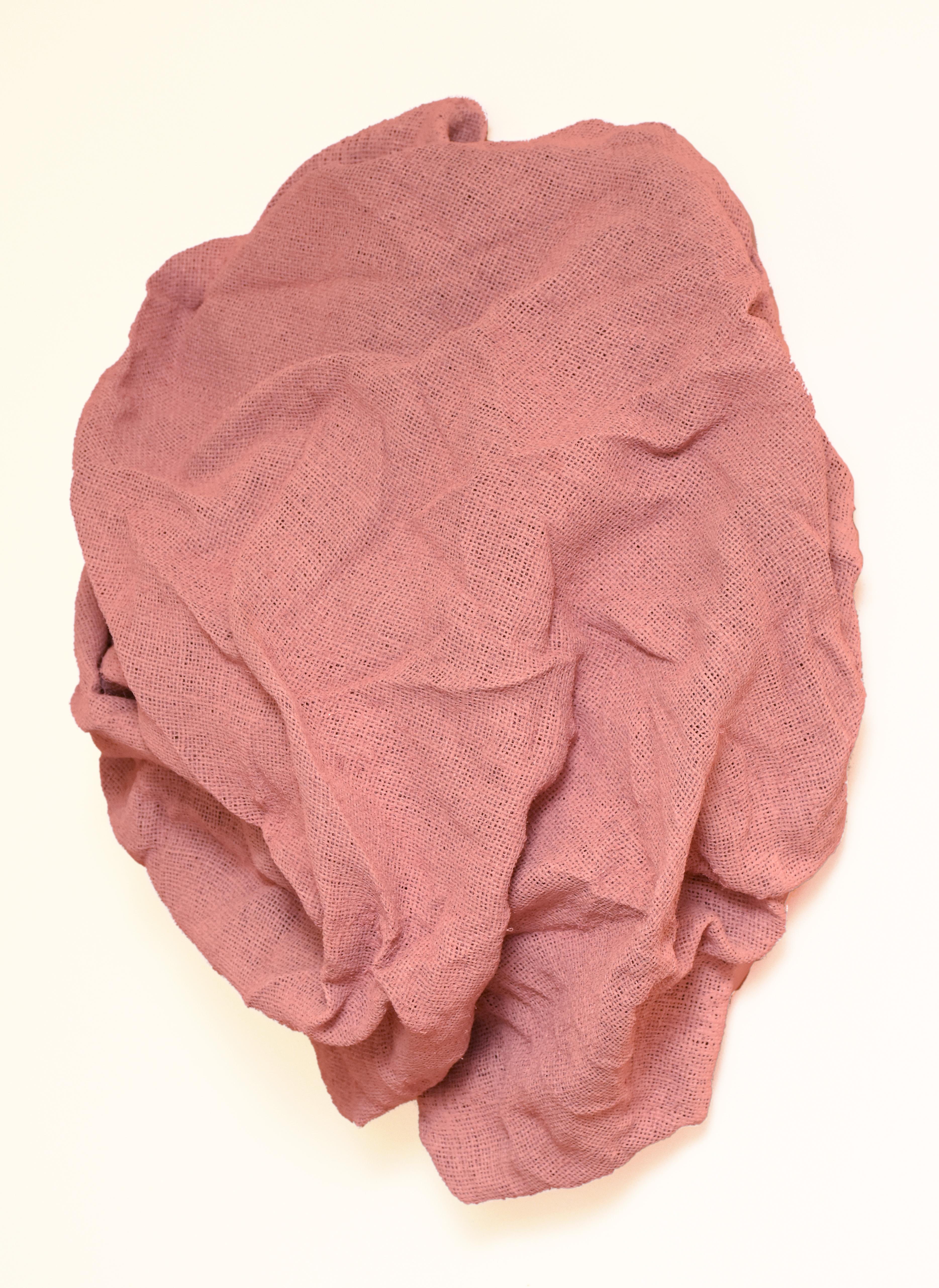 Ballet Pink Folds (hard fabric, textile wall sculpture, contemporary art design) - Sculpture by Chloe Hedden