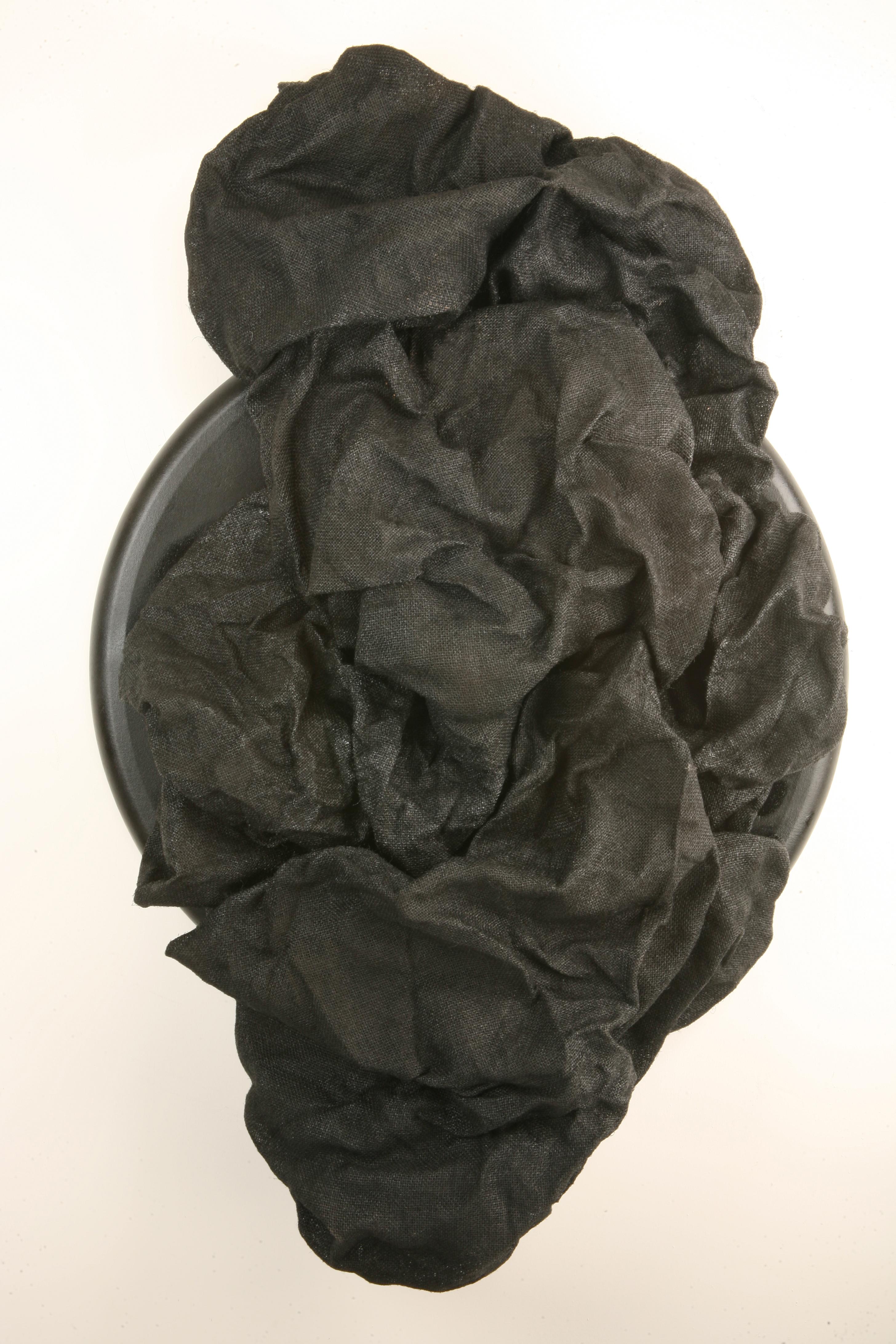 "Black Folds" Wall sculpture- fabric, monochrome, monochromatic, elegant, bold - Mixed Media Art by Chloe Hedden