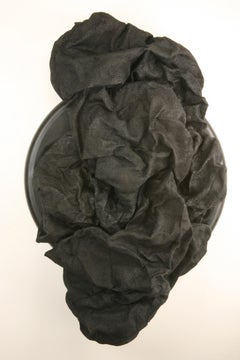 "Black Folds" Wall sculpture- fabric, monochrome, monochromatic, elegant, bold